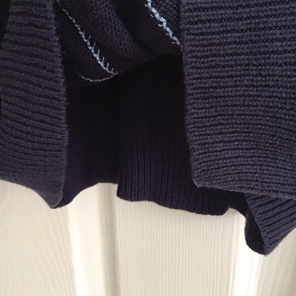 Liz Claiborne Long Sleeve Sweater V Neck Blue With Yellow Womens Large Pullover - Picture 7 of 10